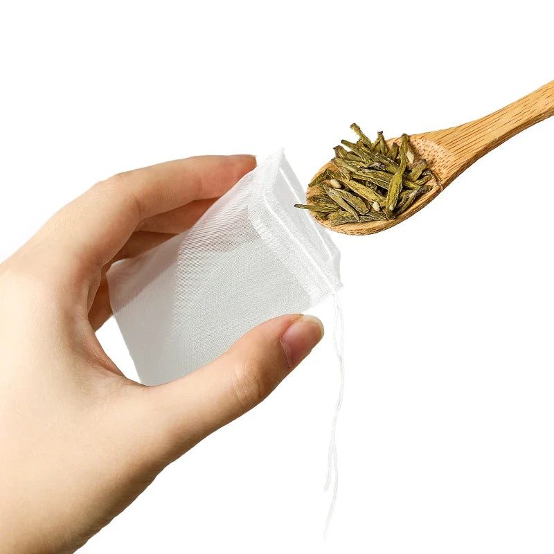 50PCS Tread-Pulling Tea Bag Empty Tea Leaf Filter Bag Disposable Tea Brewing Bag Coffee Bag Medicine Powder Bag