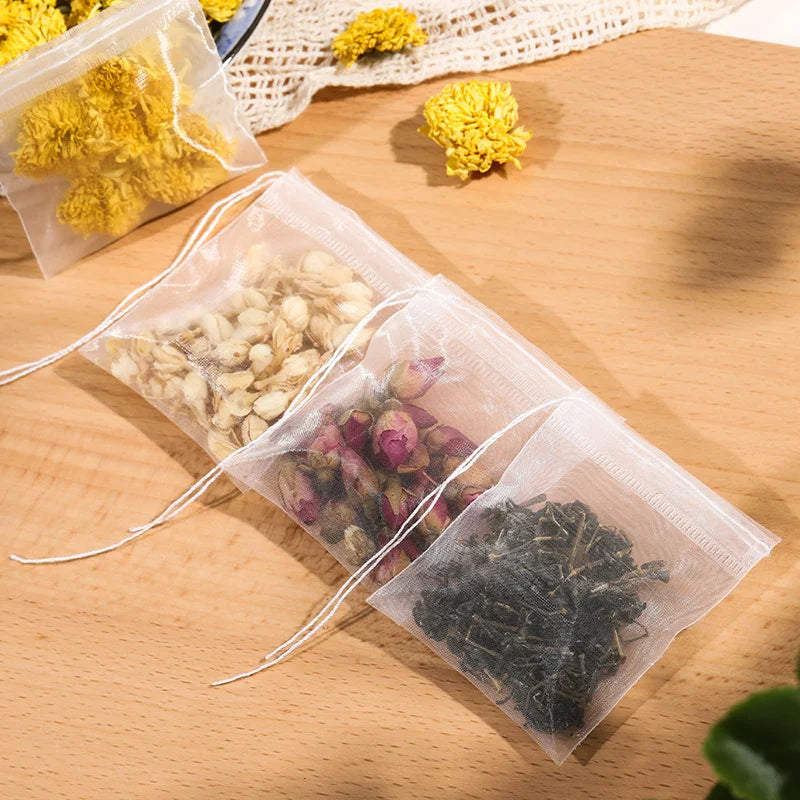 50PCS Tread-Pulling Tea Bag Empty Tea Leaf Filter Bag Disposable Tea Brewing Bag Coffee Bag Medicine Powder Bag