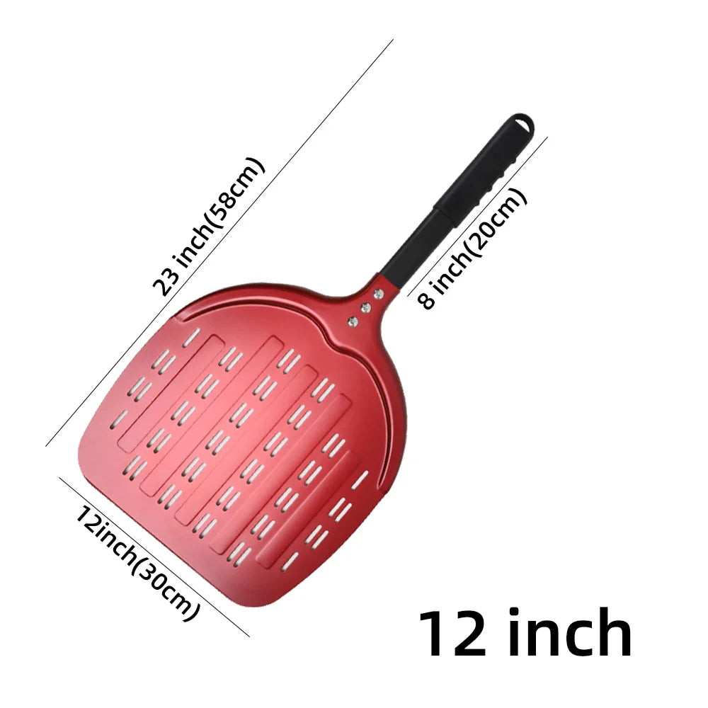 6&12 13 14 Inch Pizza Set Perforated Shovel Paddle Pizza Oven Turning Peel Hard Anodized Pizza Baking Kitchen Tool