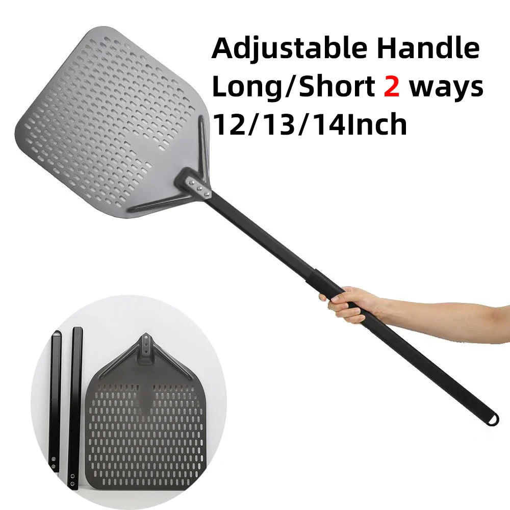 6&12 13 14 Inch Pizza Set Perforated Shovel Paddle Pizza Oven Turning Peel Hard Anodized Pizza Baking Kitchen Tool