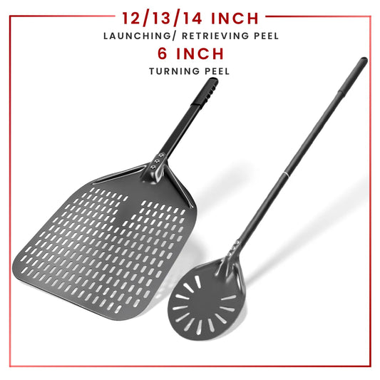 6&12 13 14 Inch Pizza Set Perforated Shovel Paddle Pizza Oven Turning Peel Hard Anodized Pizza Baking Kitchen Tool