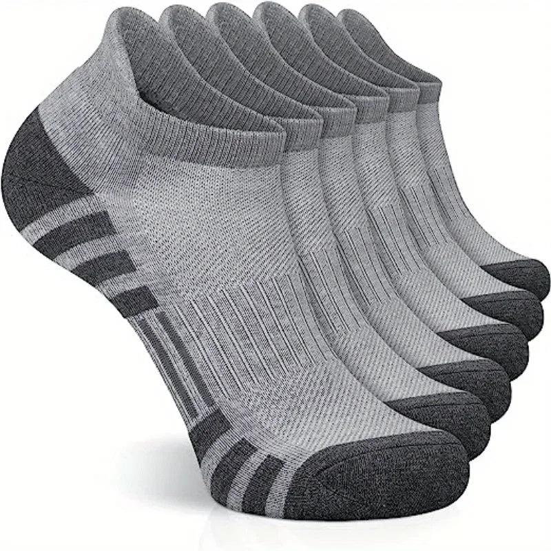 6 Pairs Ankle Athletic Running Socks Cushioned Cotton Breathable Low Cut Sports Tab Socks For Men And Women