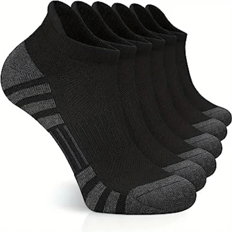 6 Pairs Ankle Athletic Running Socks Cushioned Cotton Breathable Low Cut Sports Tab Socks For Men And Women