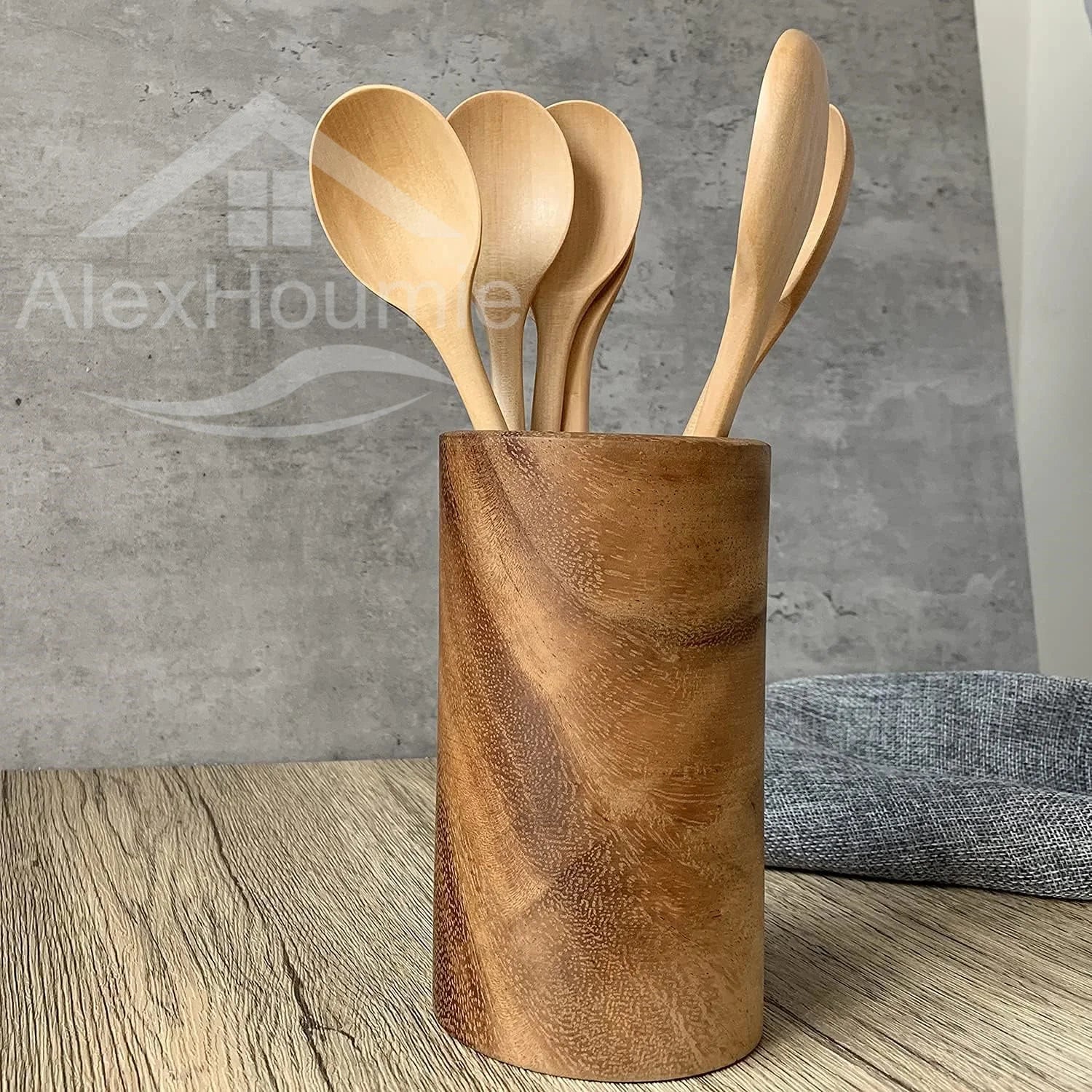 6 Piece Wooden Spoon Bamboo Kitchen Korean Style 9 ’’ Inch Natural Wood Soup Tableware Cooking Honey Coffee Spoon