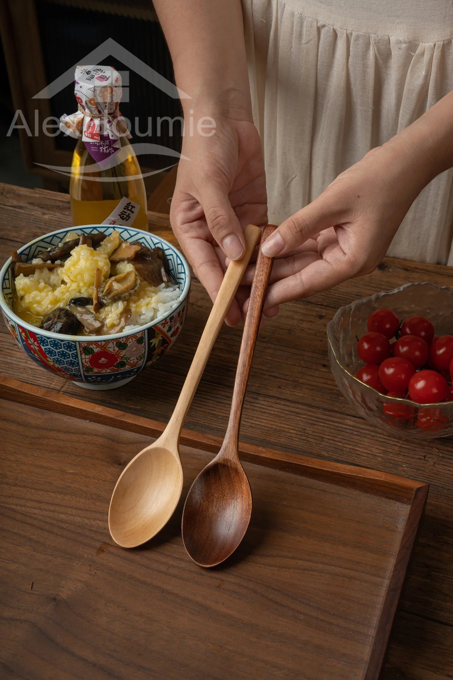 6 Piece Wooden Spoon Bamboo Kitchen Korean Style 9 ’’ Inch Natural Wood Soup Tableware Cooking Honey Coffee Spoon