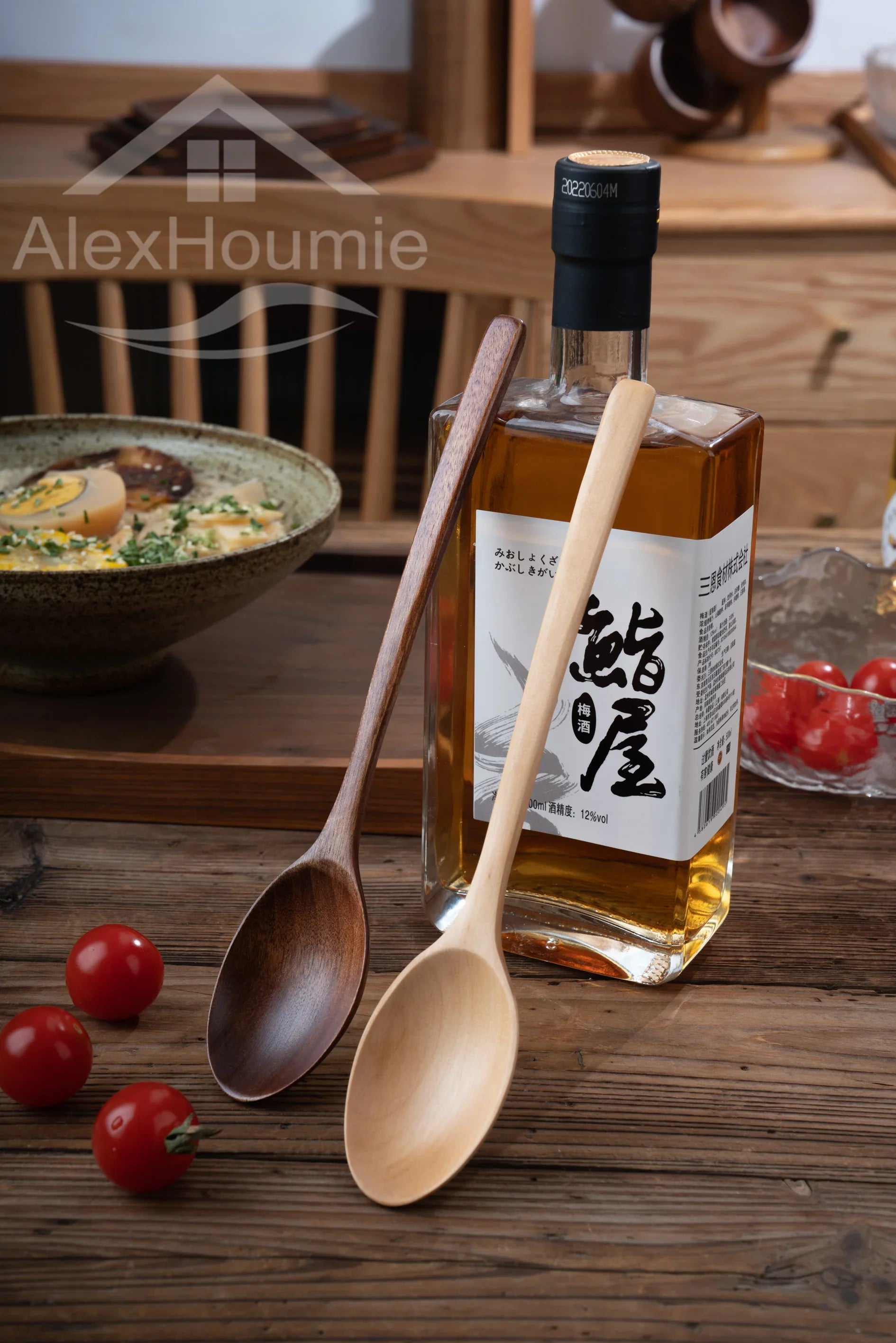 6 Piece Wooden Spoon Bamboo Kitchen Korean Style 9 ’’ Inch Natural Wood Soup Tableware Cooking Honey Coffee Spoon