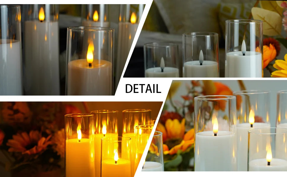 9Pcs LED Flameless Candles Light Simulation Acrylic Wedding Romantic Candle Lamp with Remote Control Party Christmas