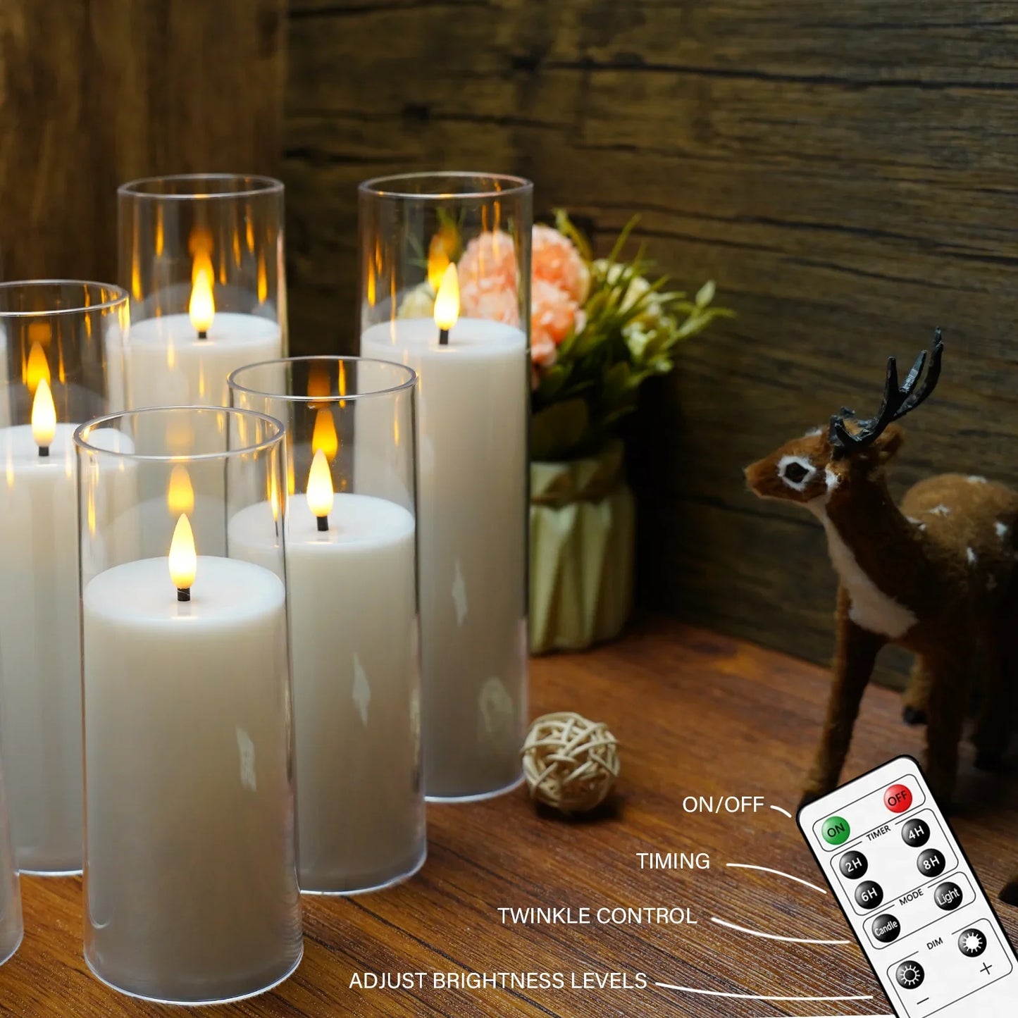 9Pcs LED Flameless Candles Light Simulation Acrylic Wedding Romantic Candle Lamp with Remote Control Party Christmas