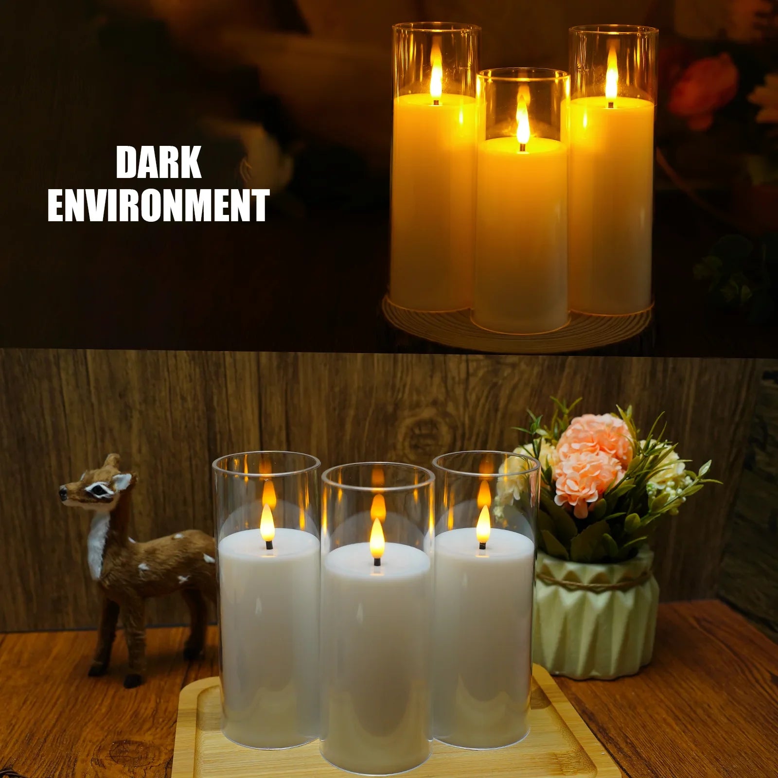 9Pcs LED Flameless Candles Light Simulation Acrylic Wedding Romantic Candle Lamp with Remote Control Party Christmas