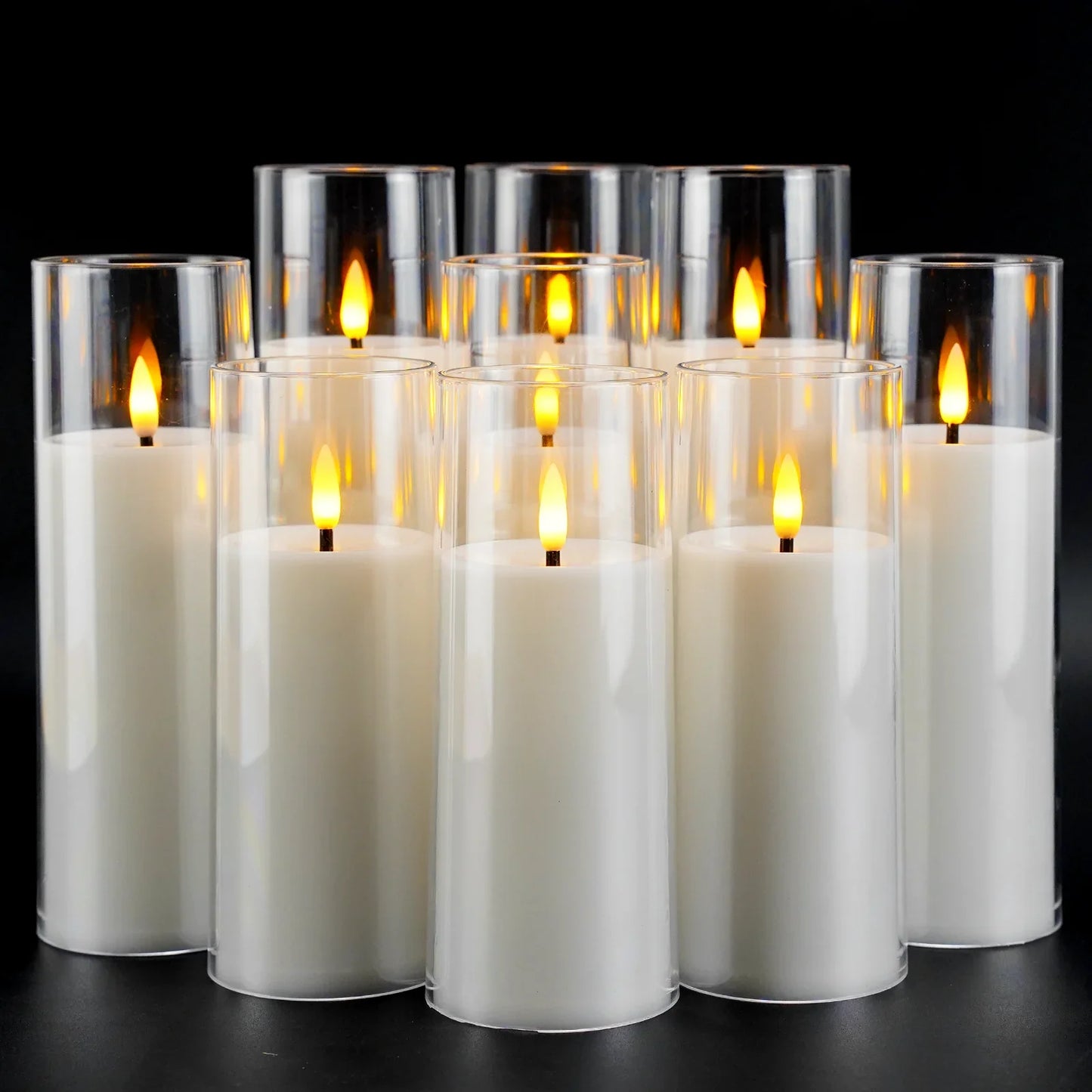 9Pcs LED Flameless Candles Light Simulation Acrylic Wedding Romantic Candle Lamp with Remote Control Party Christmas