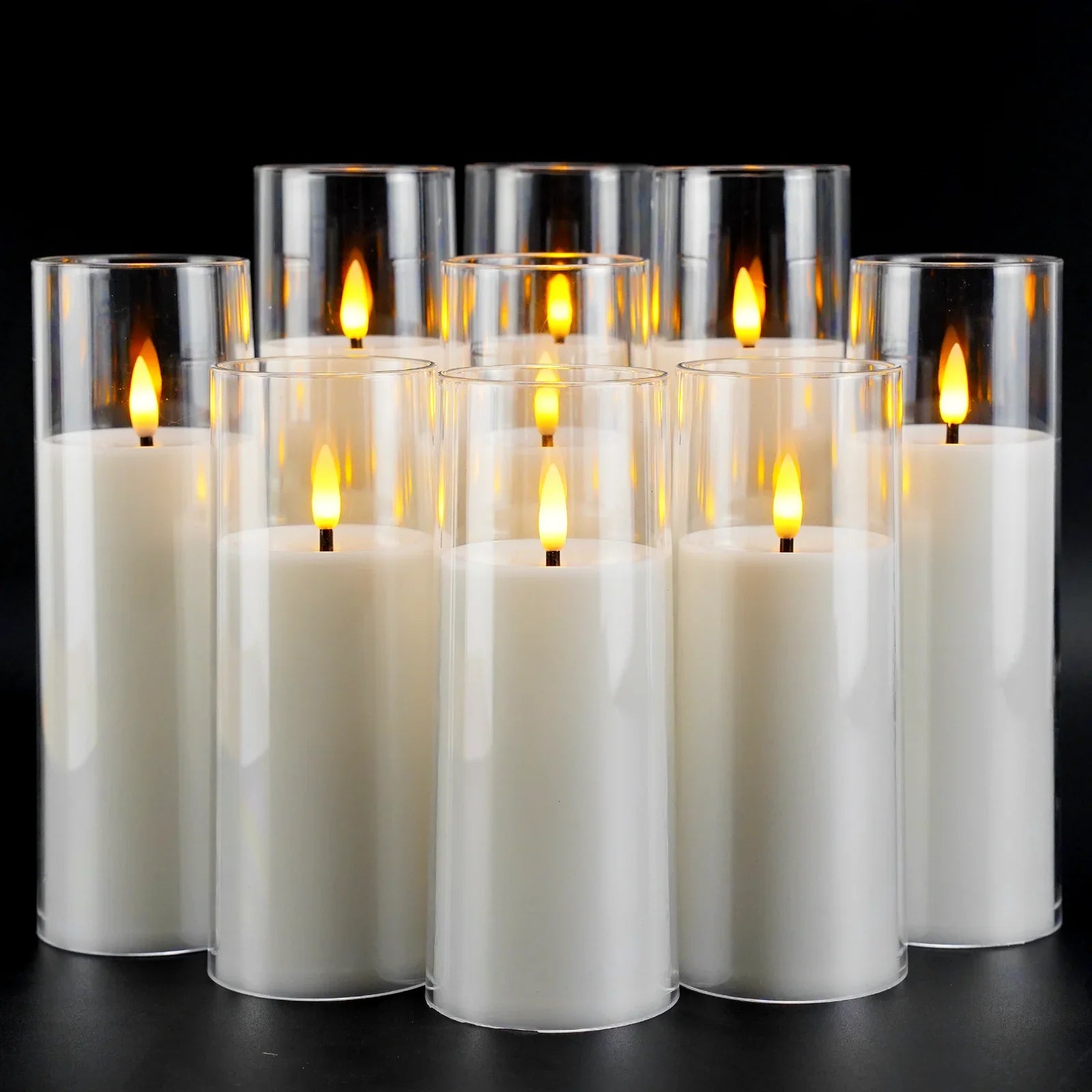 9Pcs LED Flameless Candles Light Simulation Acrylic Wedding Romantic Candle Lamp with Remote Control Party Christmas