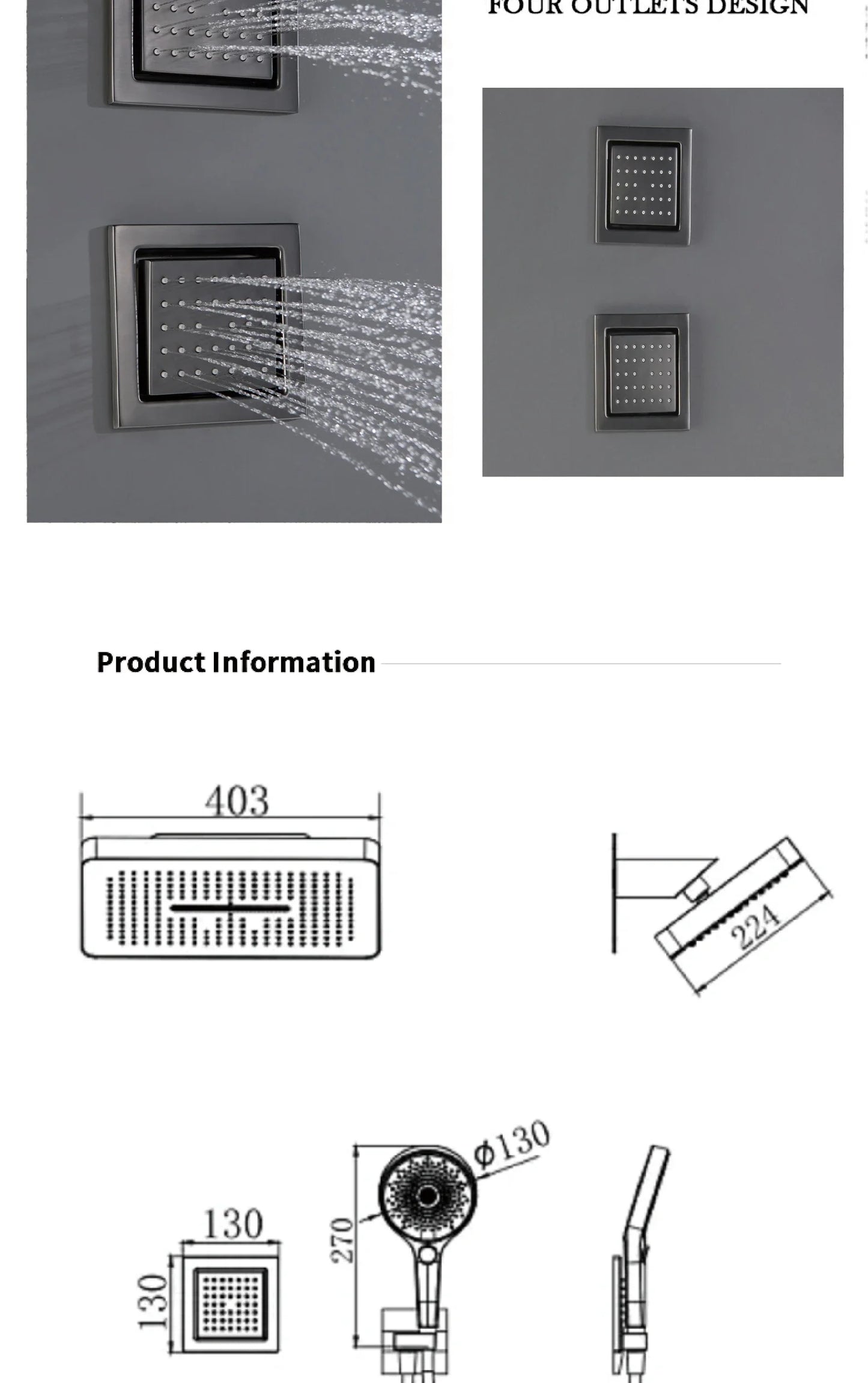 AITANA Luxury Brass White Shower System LED Light Digital Display Design with Constant Temperature Wall Mounted