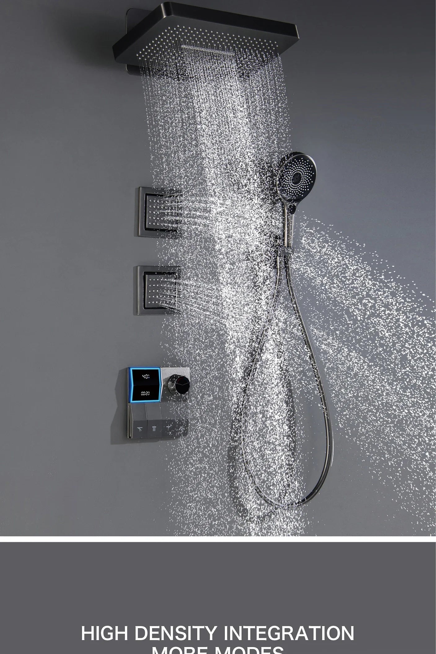 AITANA Luxury Brass White Shower System LED Light Digital Display Design with Constant Temperature Wall Mounted