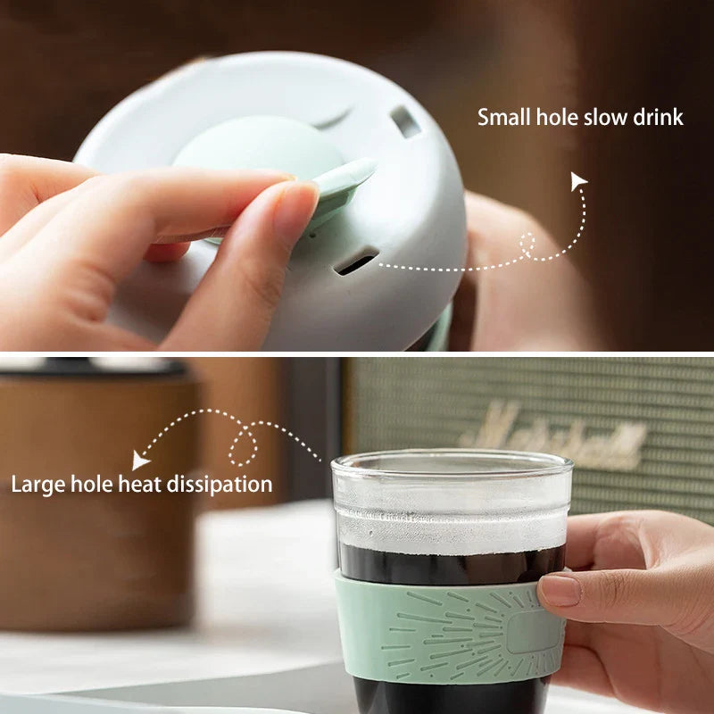 Anti-skid Transparent Heat Resistant Coffee Glass 350ml Portable Travel Silicone Sleeve Glass Milk Mug Glass Tea Cup Mug