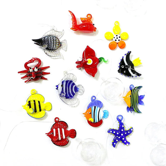 Aquarium Decor Floating Marine Animal Mini Figurine Pendant Cute Glass Ocean Fish Starfish Sea Star Crab Clownfish Ray