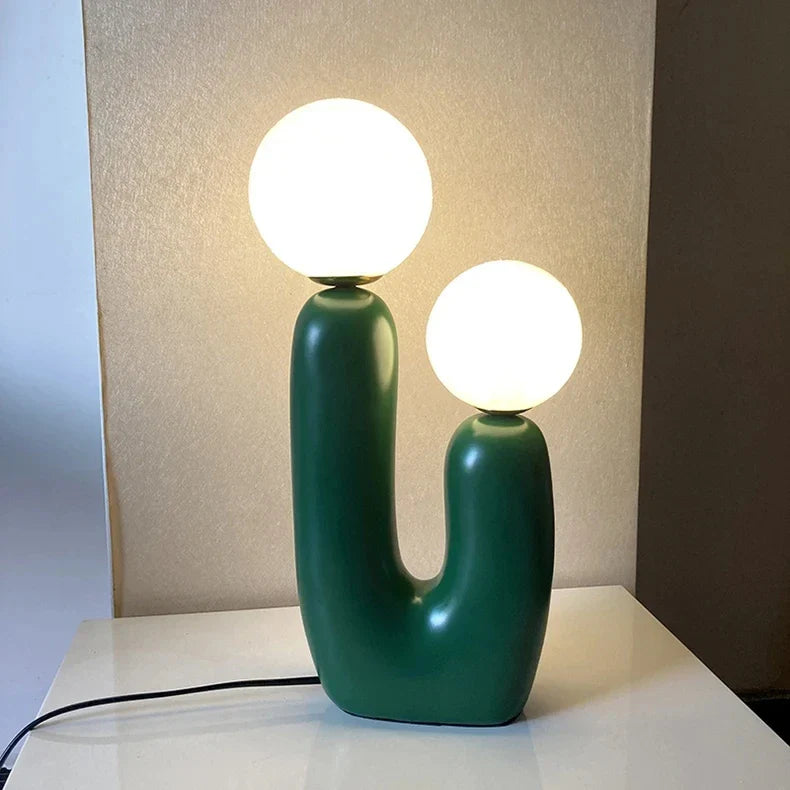 Art resin double-ended table lamp white/pink/green creative fashion Chinese living room study bedroom decorative light