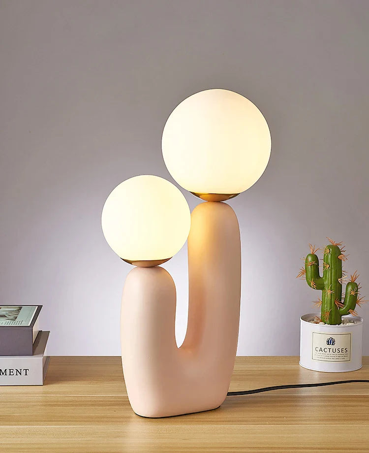 Art resin double-ended table lamp white/pink/green creative fashion Chinese living room study bedroom decorative light