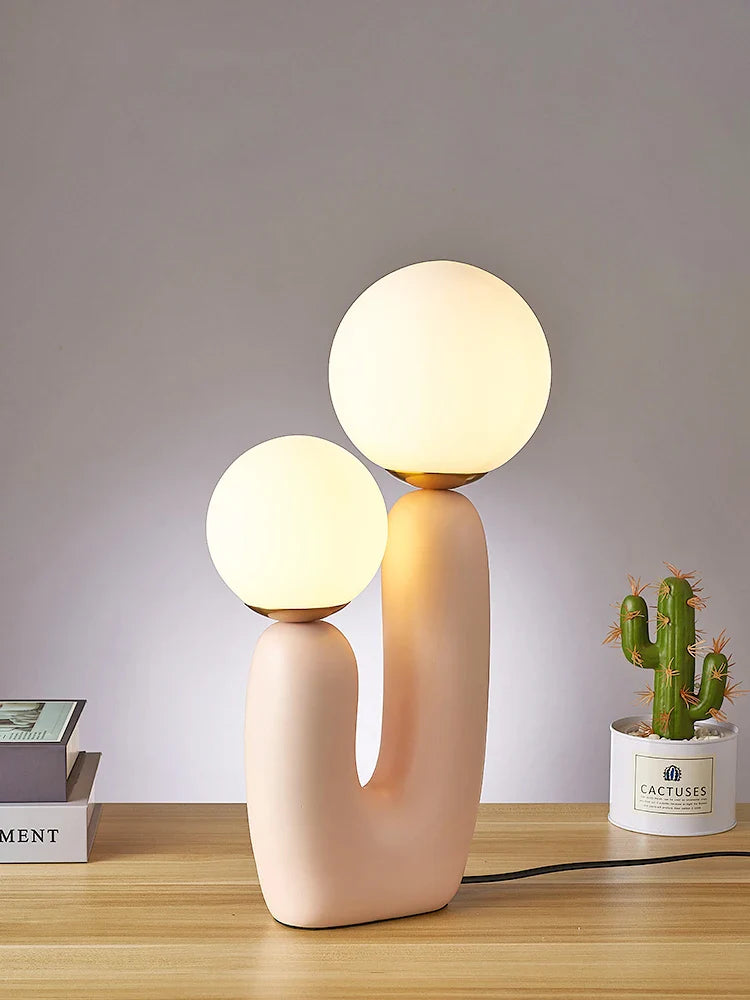 Art resin double-ended table lamp white/pink/green creative fashion Chinese living room study bedroom decorative light