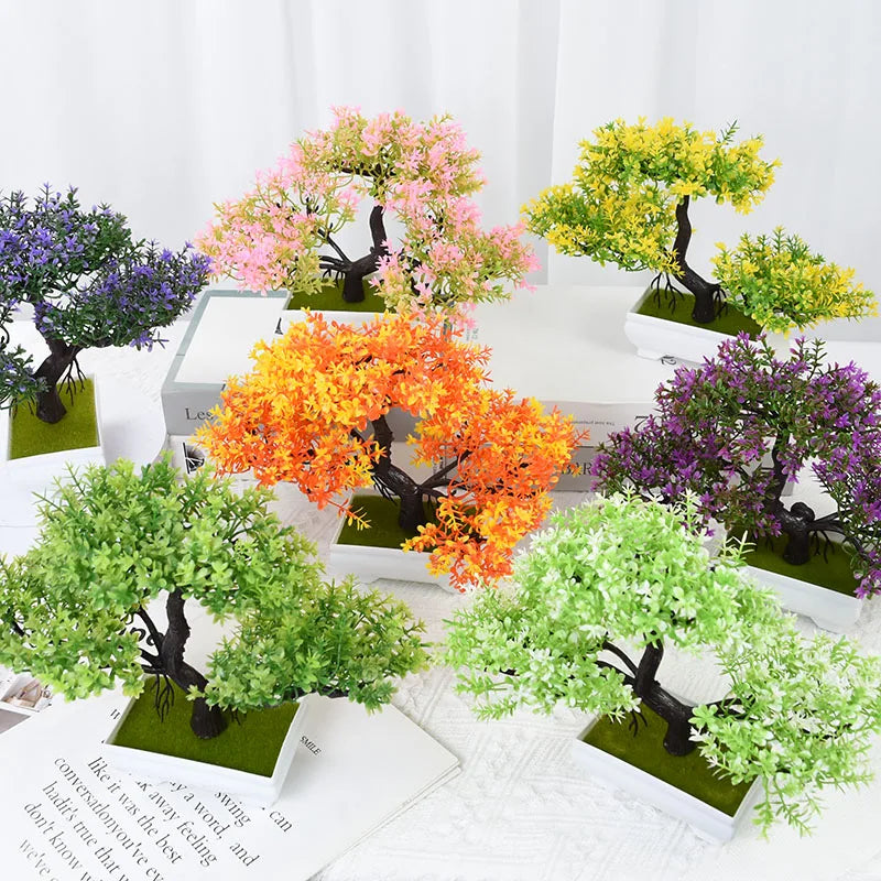 Artificial Plants Bonsai Small Tree Pot Fake Plant Flowers Potted Ornaments For Home Room Table Decoration Hotel Garden