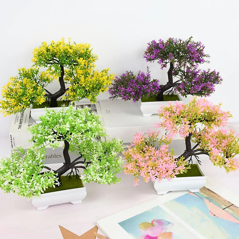 Artificial Plants Bonsai Small Tree Pot Fake Plant Flowers Potted Ornaments For Home Room Table Decoration Hotel Garden