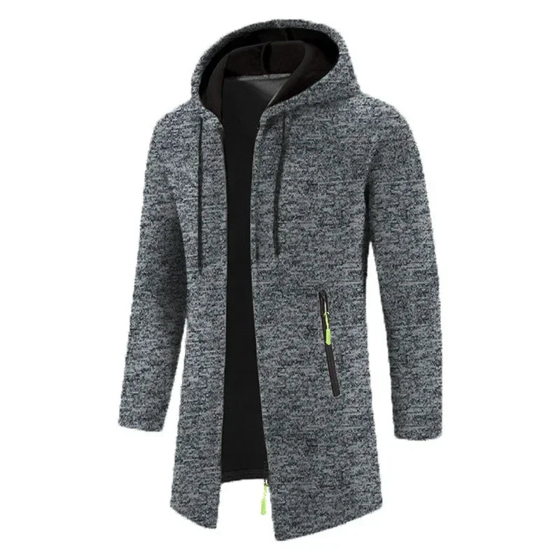 Autum Men Long Sleeve Hooded Sweater Warm Zipper Jacket Coats Solid Color Oversize Sweatshirts Winter Streetwear Zip Up