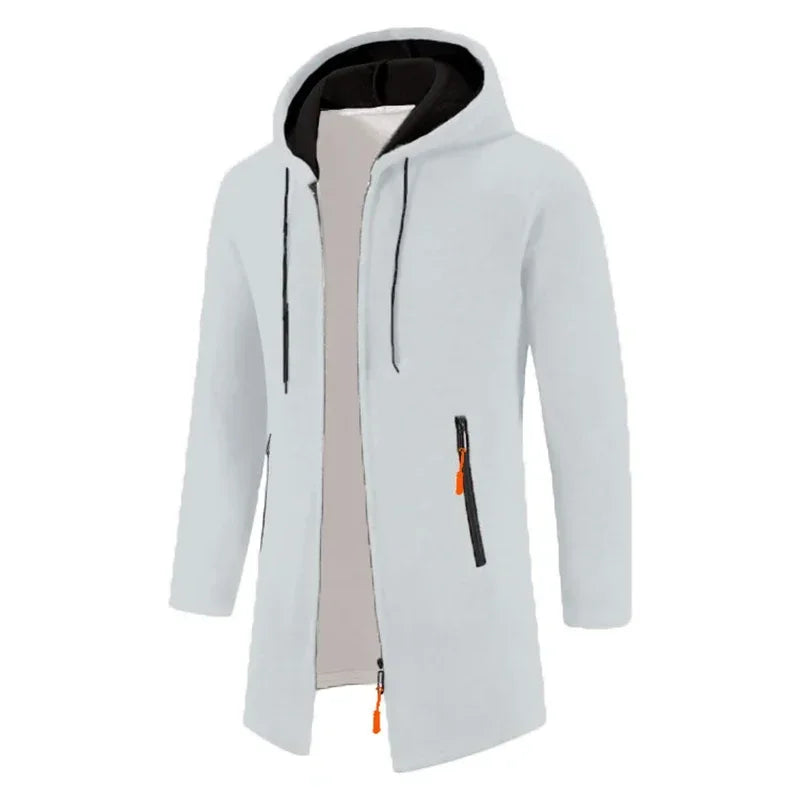 Autum Men Long Sleeve Hooded Sweater Warm Zipper Jacket Coats Solid Color Oversize Sweatshirts Winter Streetwear Zip Up