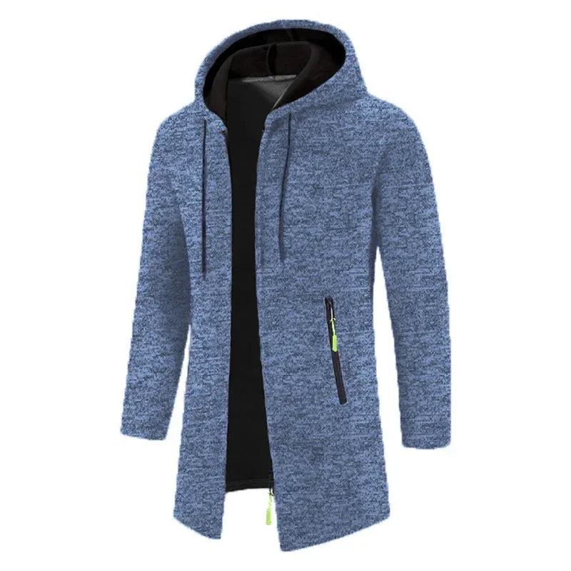 Autum Men Long Sleeve Hooded Sweater Warm Zipper Jacket Coats Solid Color Oversize Sweatshirts Winter Streetwear Zip Up