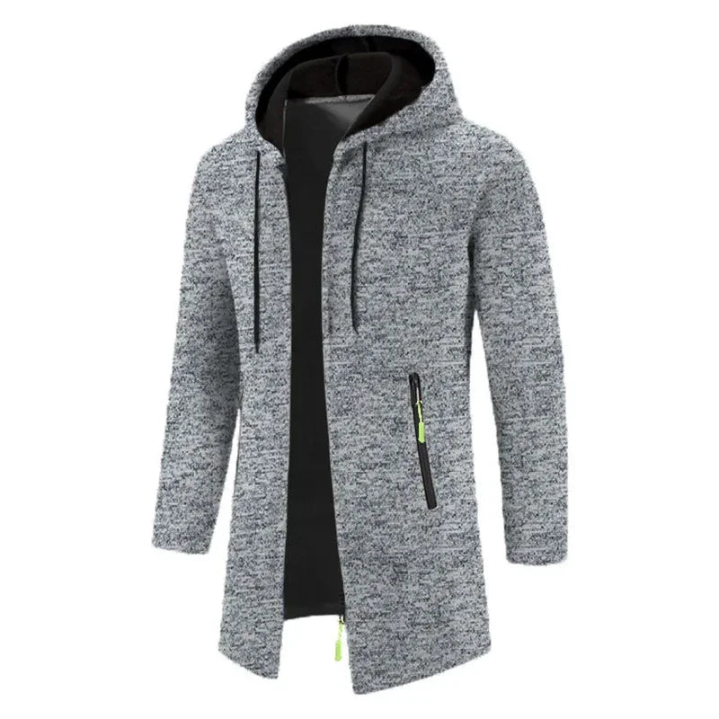 Autum Men Long Sleeve Hooded Sweater Warm Zipper Jacket Coats Solid Color Oversize Sweatshirts Winter Streetwear Zip Up