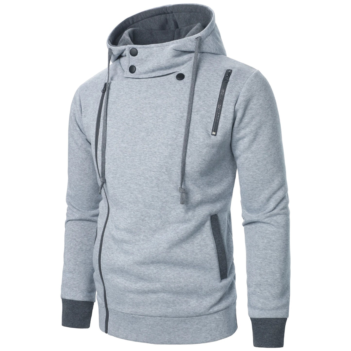 Autumn and winter men’s casual sports color matching zipper hoodie