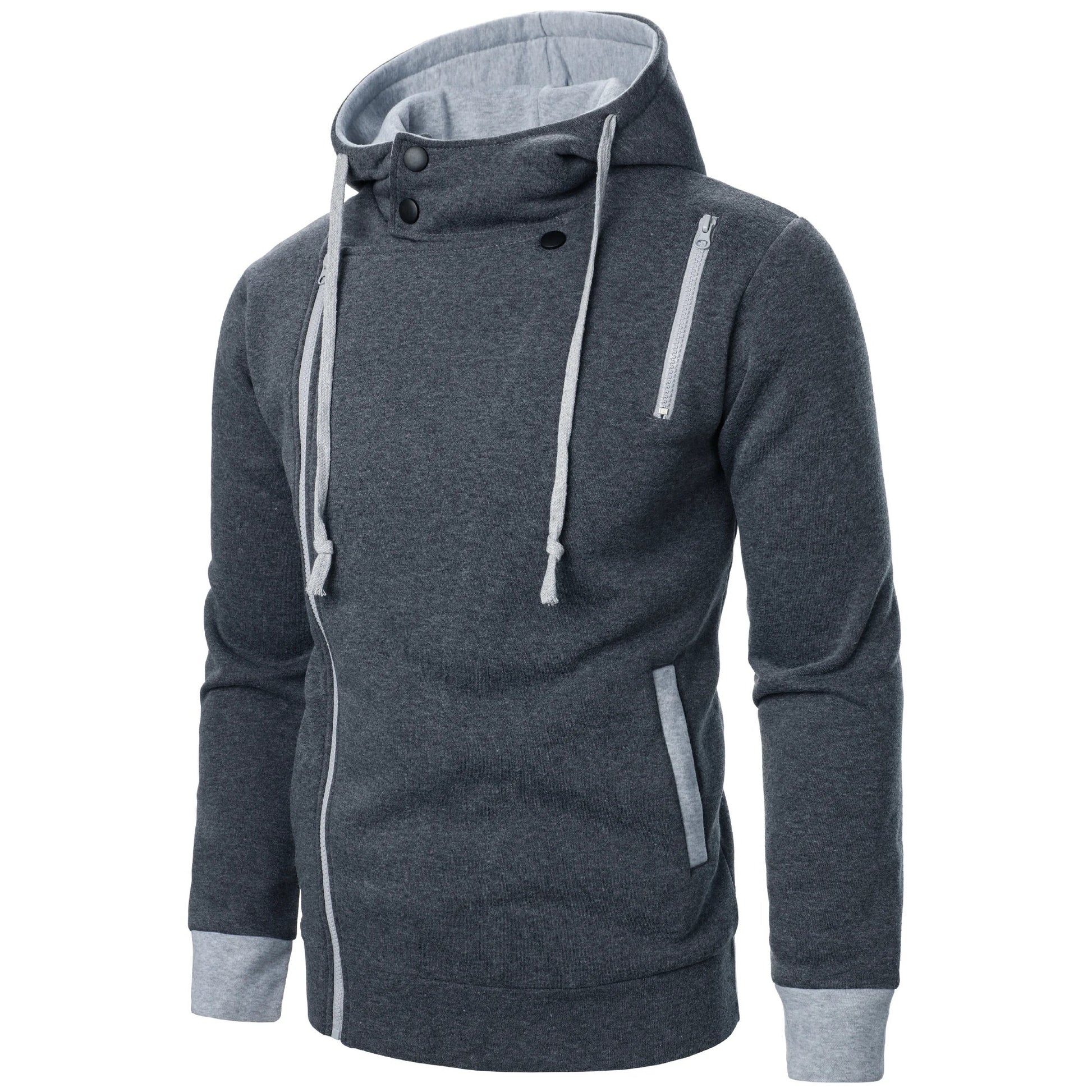 Autumn and winter men’s casual sports color matching zipper hoodie