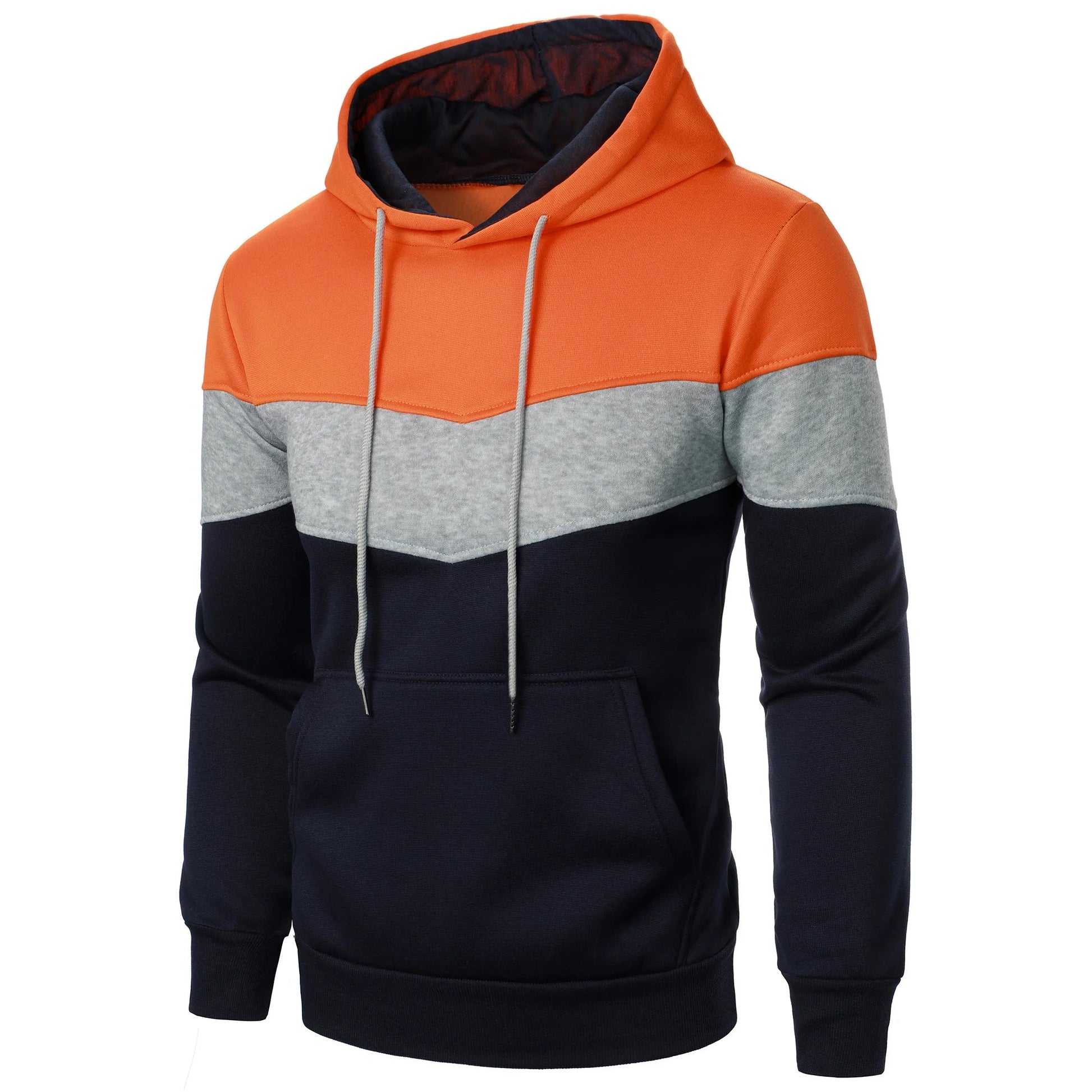 Autumn and winter men’s color match color fashion hoodie men’s casual sports shirt