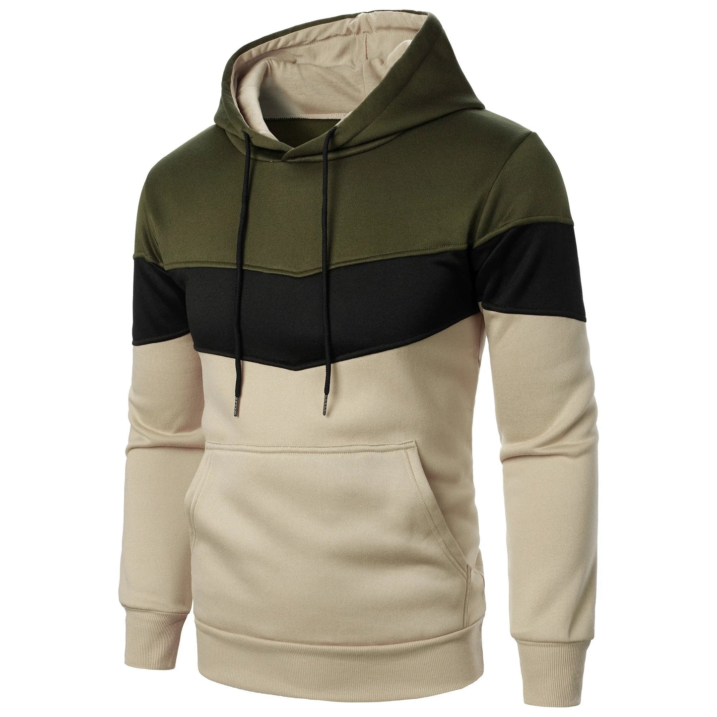 Autumn and winter men’s color match color fashion hoodie men’s casual sports shirt