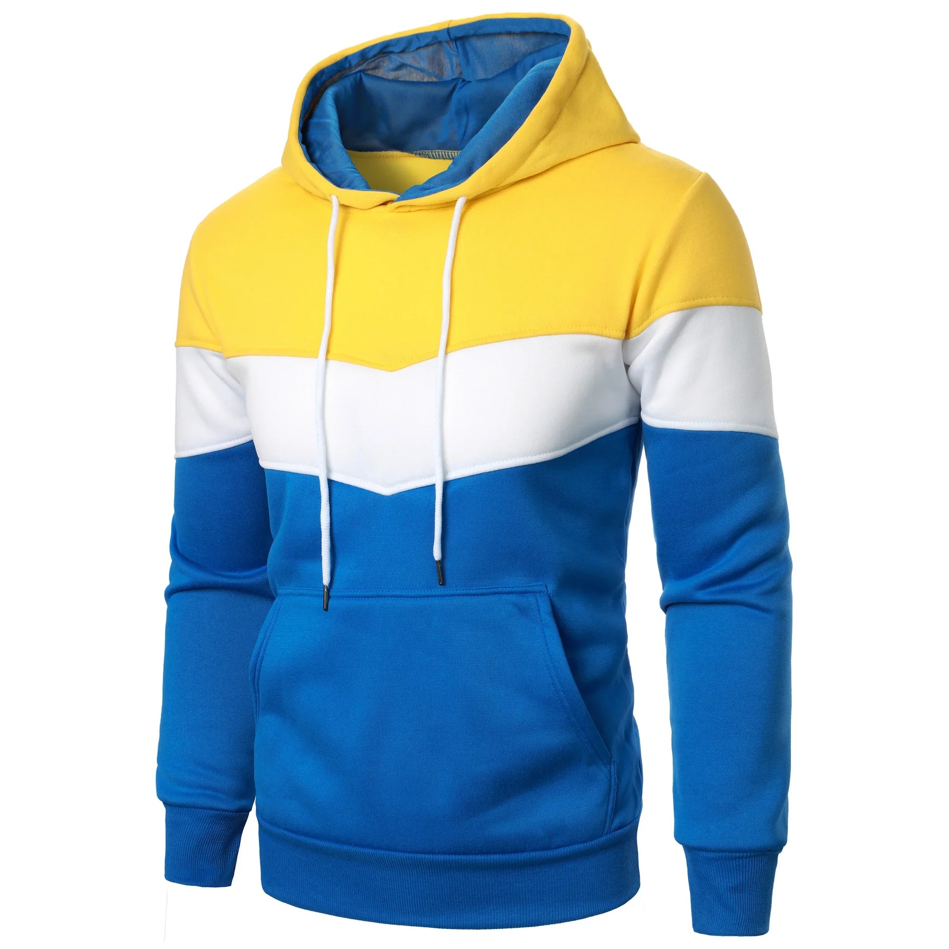 Autumn and winter men’s color match color fashion hoodie men’s casual sports shirt