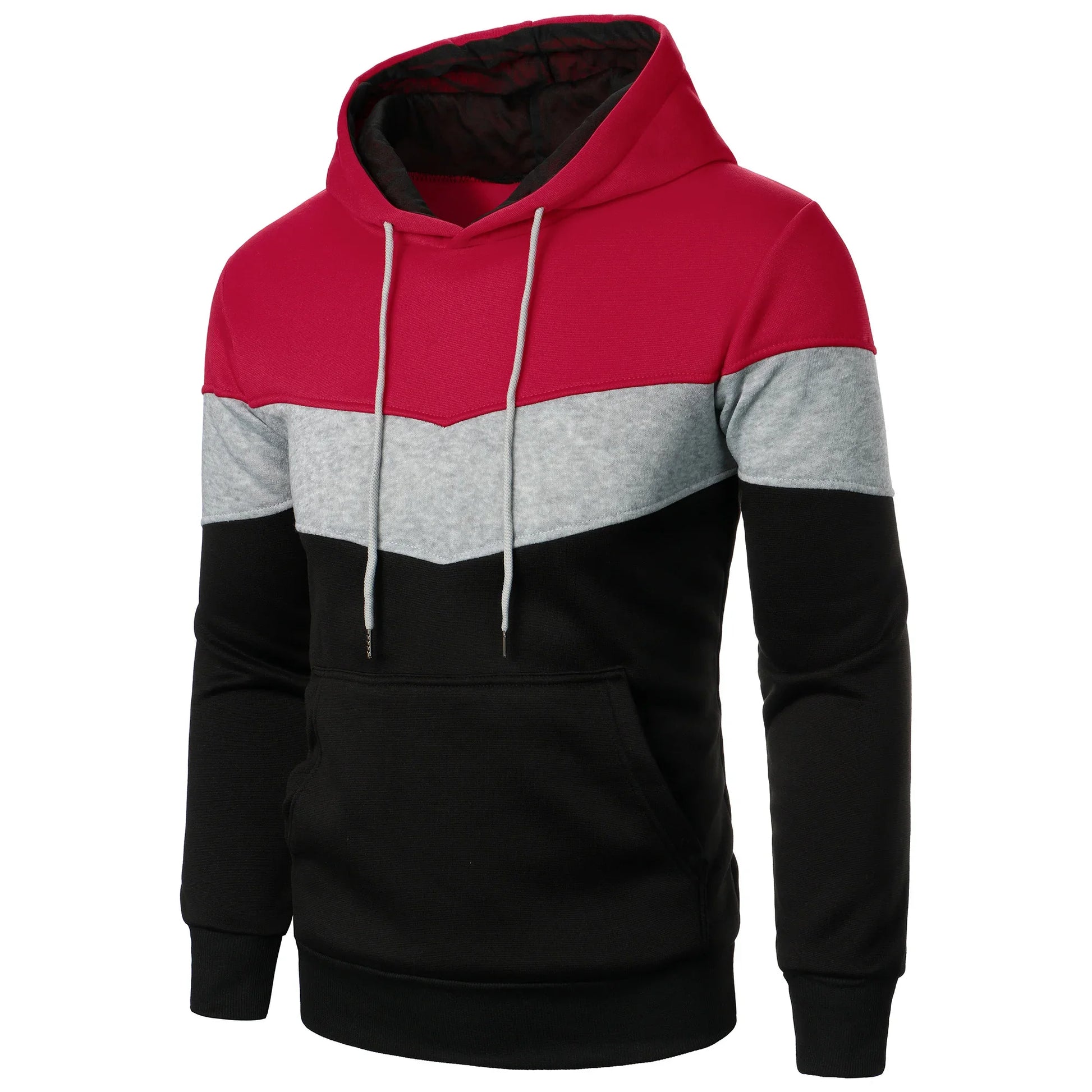 Autumn and winter men’s color match color fashion hoodie men’s casual sports shirt