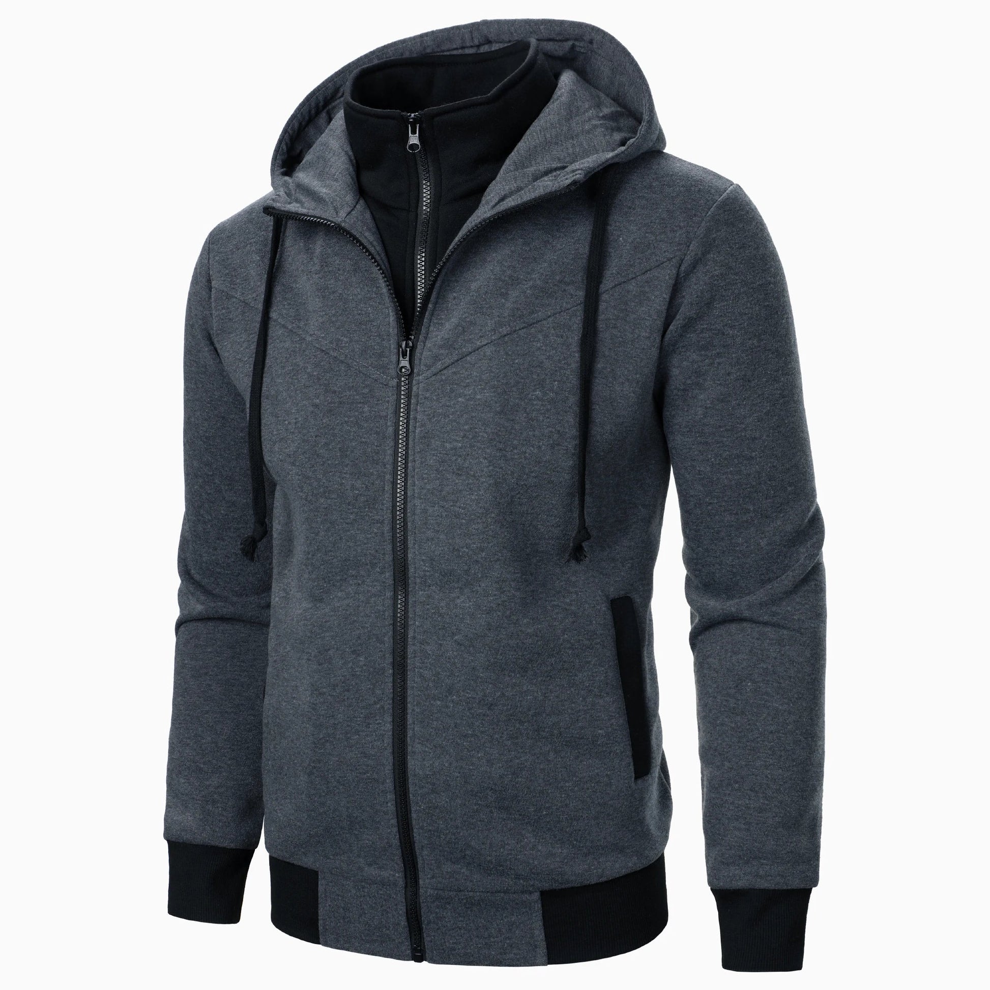 Autumn/Winter men’s fashion casual sports contrast hooded cardigan hooded top