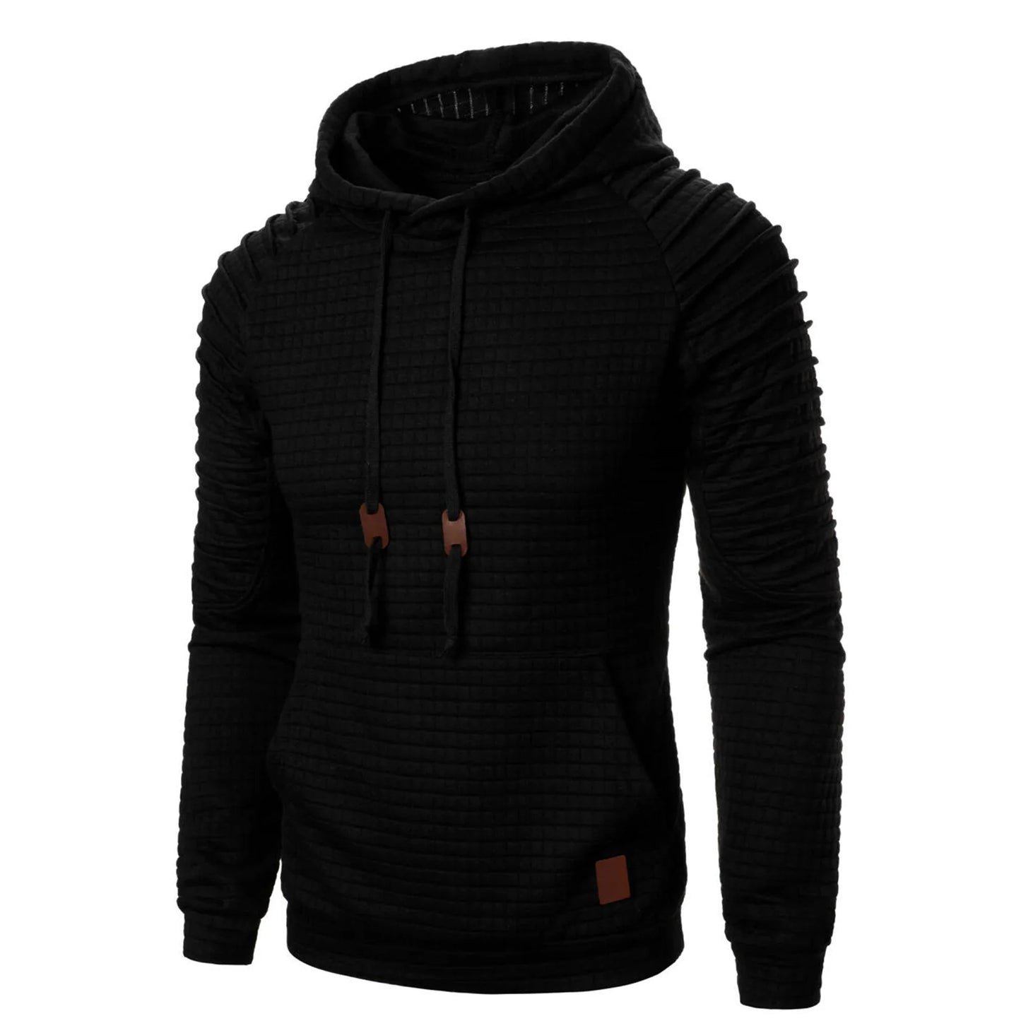 Autumn/Winter men’s jacquard plaid hoodie long sleeve hoodie warm color hooded sweatshirt coat