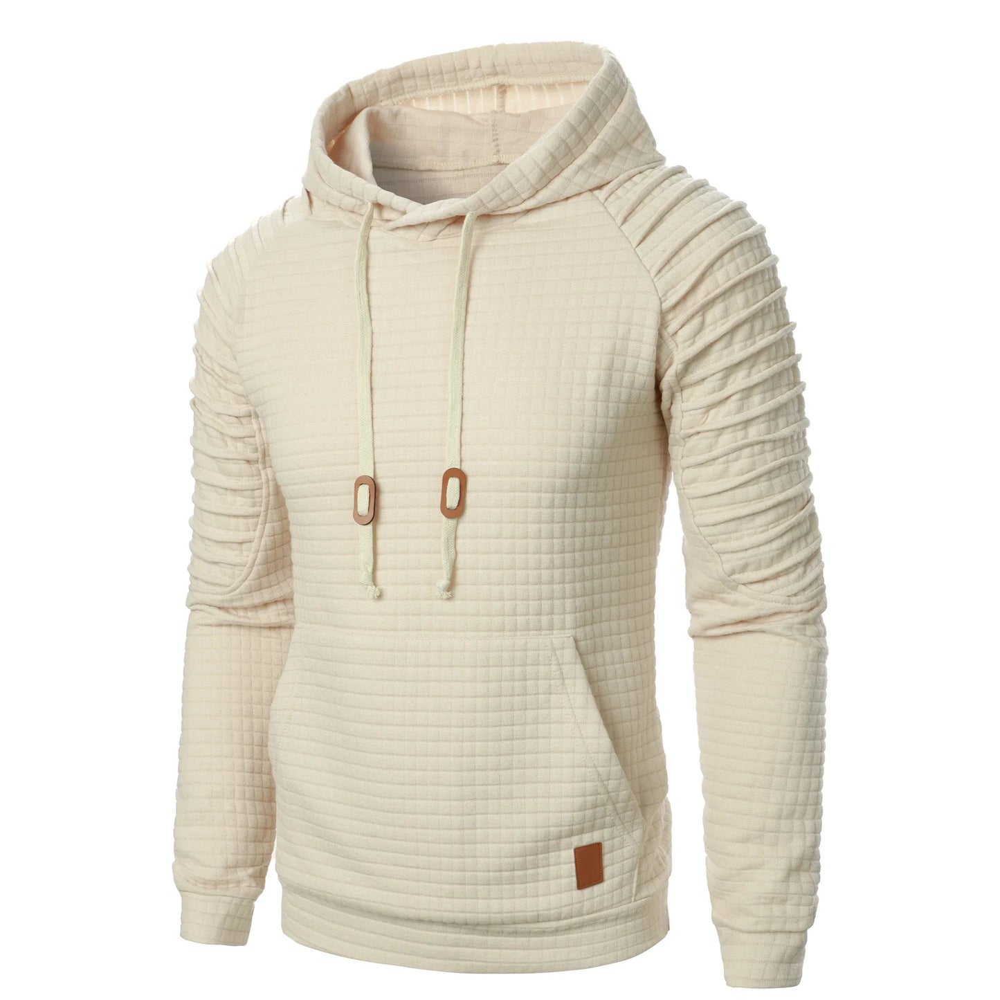 Autumn/Winter men’s jacquard plaid hoodie long sleeve hoodie warm color hooded sweatshirt coat