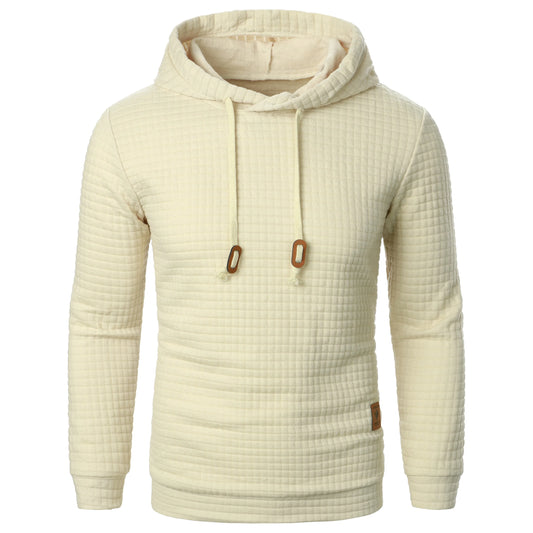 Autumn/Winter men’s jacquard plaid hoodie long sleeve hoodie warm color hooded sweatshirt coat