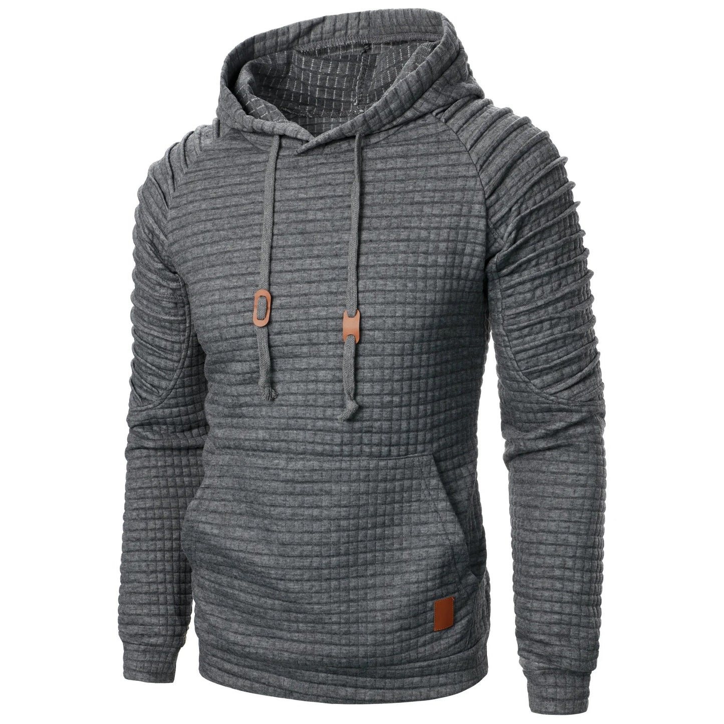 Autumn/Winter men’s jacquard plaid hoodie long sleeve hoodie warm color hooded sweatshirt coat