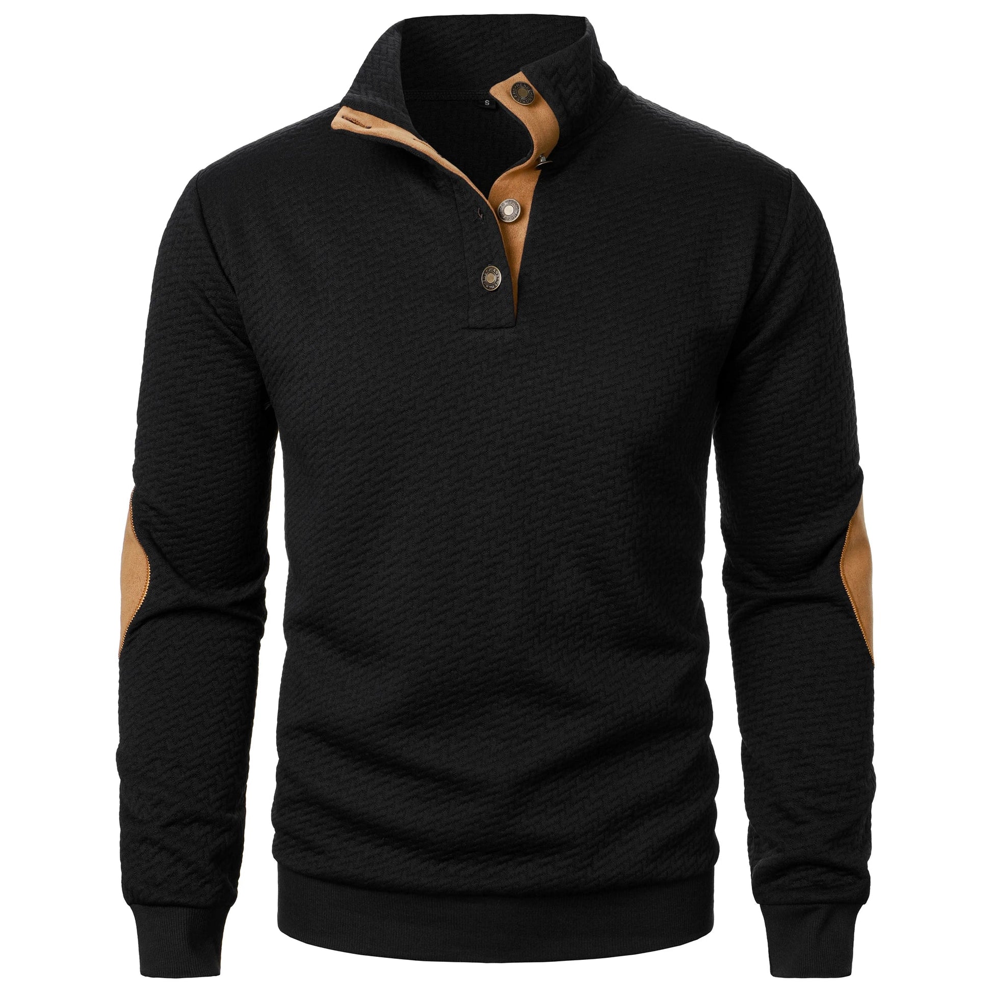 Autumn and winter men’s jacquard stand collar long sleeve casual hoodie top