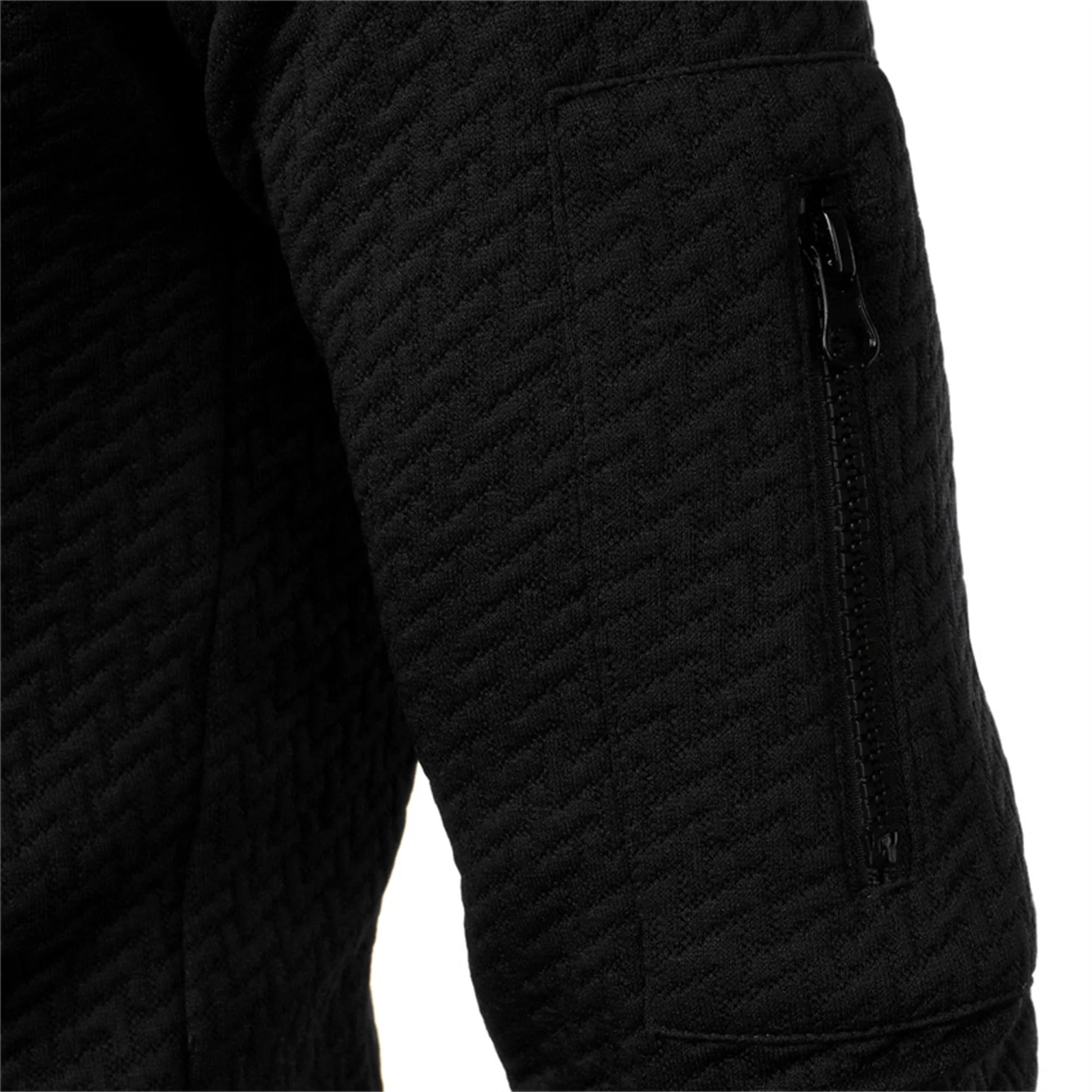 Autumn and winter men’s jacquard zipper stand collar casual hoodie top