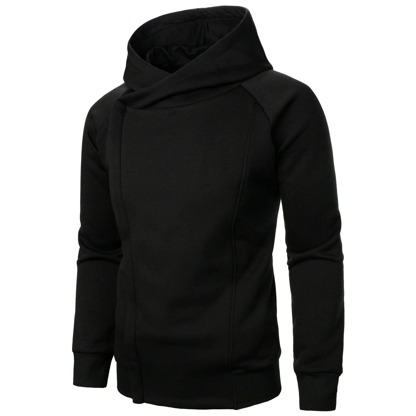 Autumn winter men’s solid color hooded top Long sleeve side zipper design hoodie