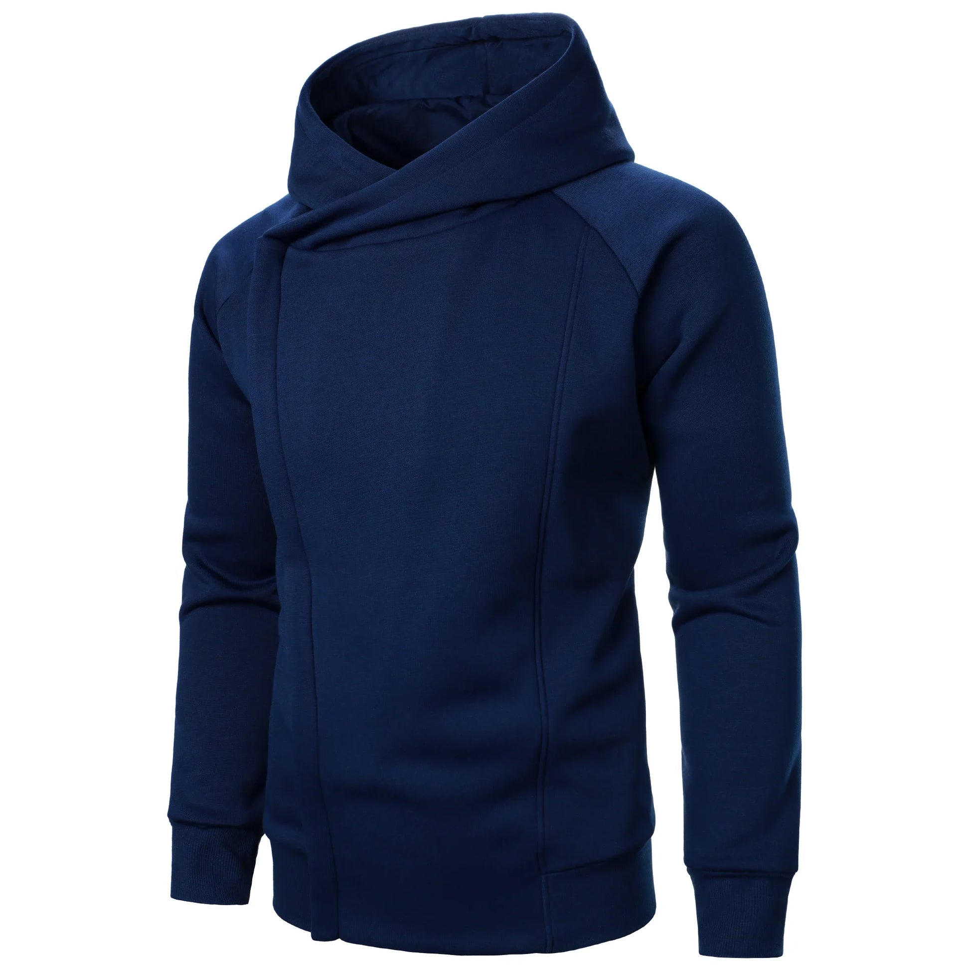 Autumn winter men’s solid color hooded top Long sleeve side zipper design hoodie