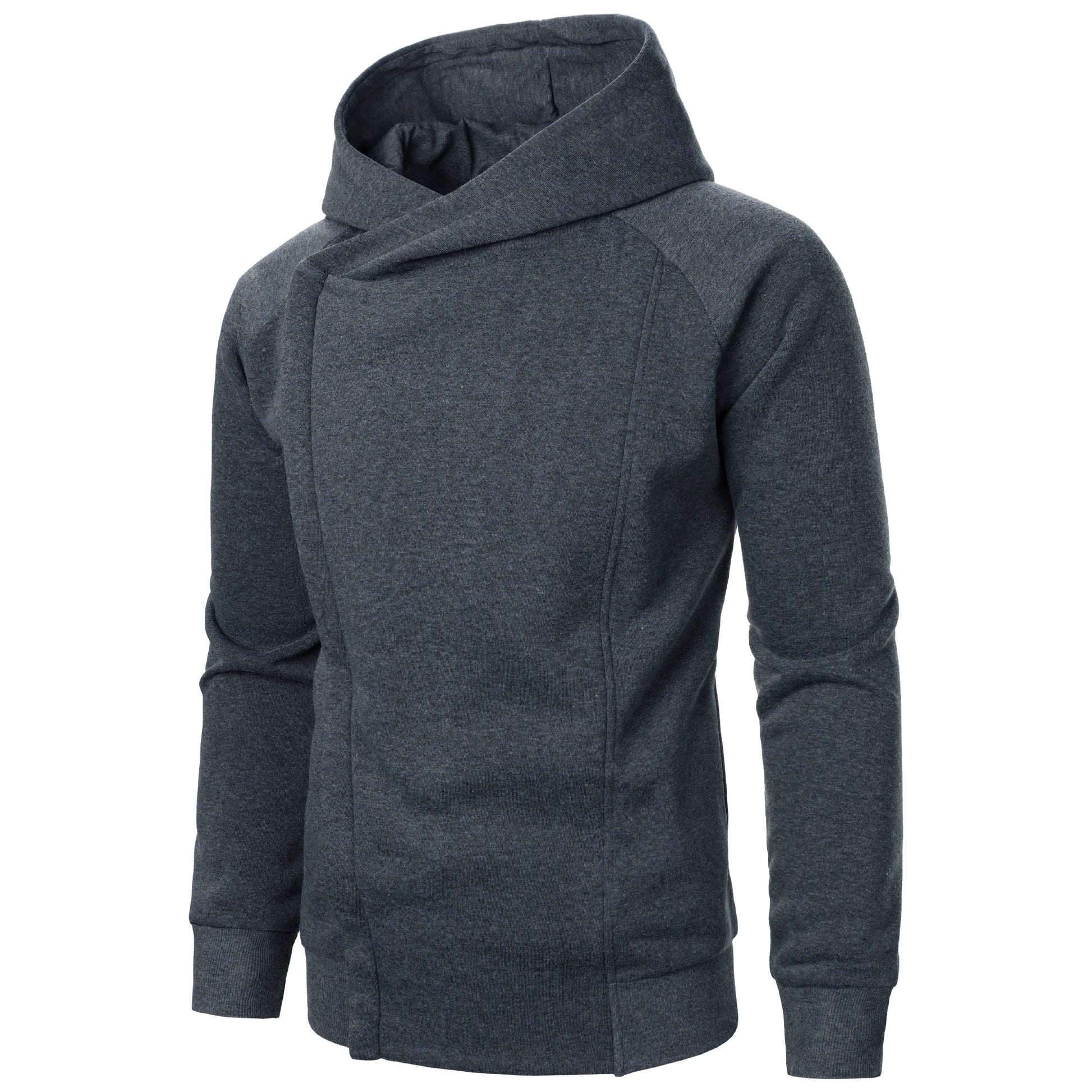 Autumn winter men’s solid color hooded top Long sleeve side zipper design hoodie