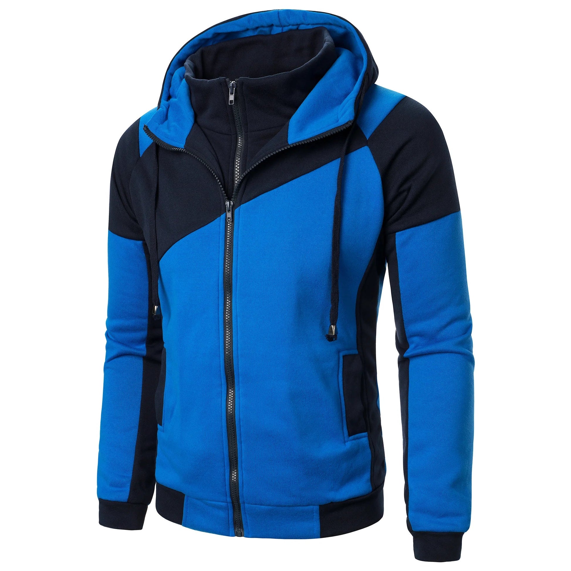 Autumn and winter sports spliced top casual long sleeve hooded sports men’s style