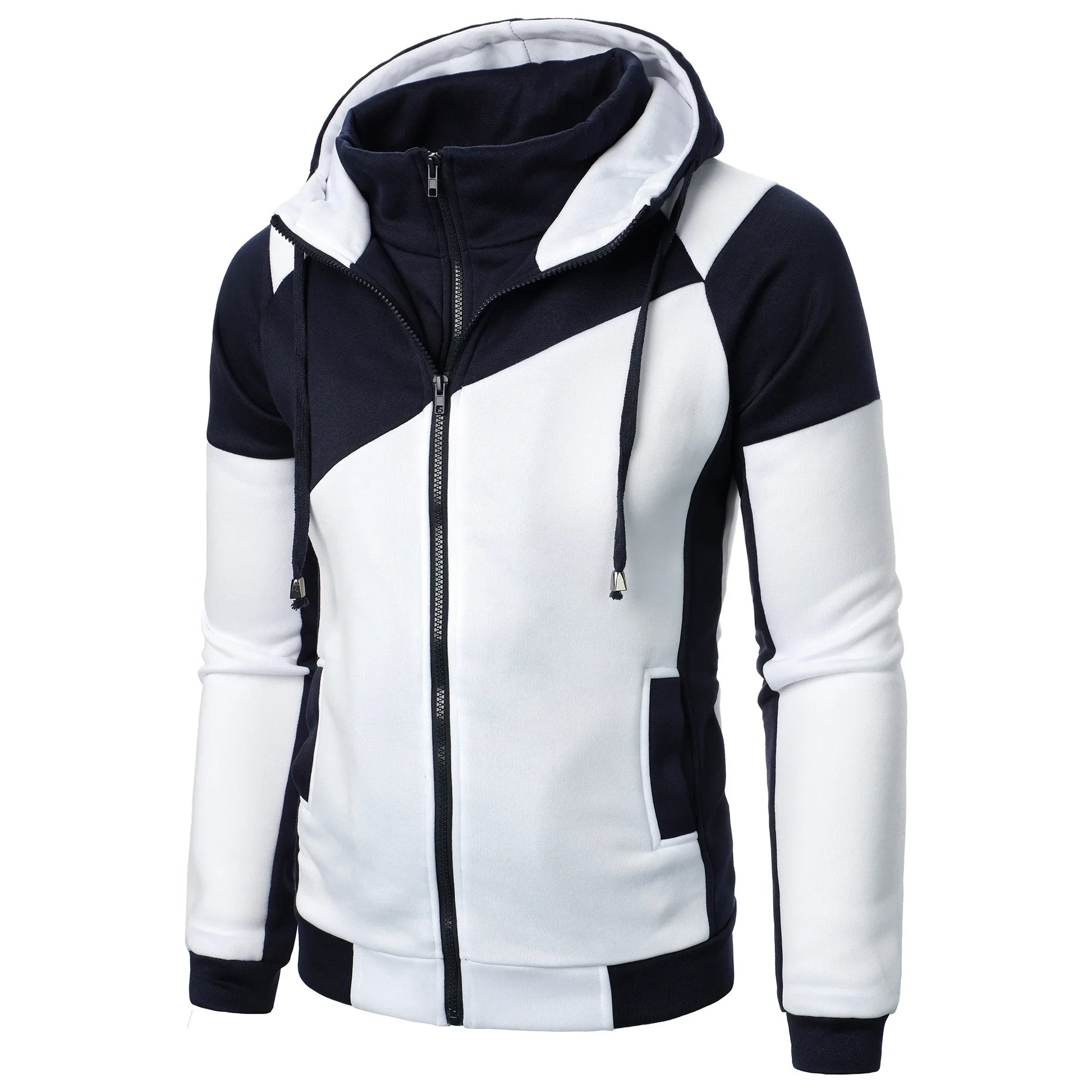 Autumn and winter sports spliced top casual long sleeve hooded sports men’s style