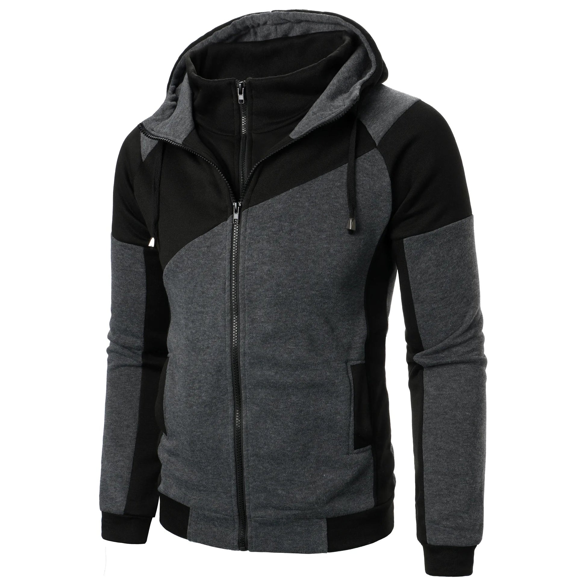 Autumn and winter sports spliced top casual long sleeve hooded sports men’s style