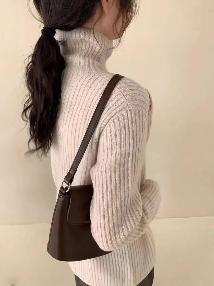 Autumn and winter turtleneck 100 pure cashmere sweater women’s lazy loose pullover sweater knitted wool base shirt