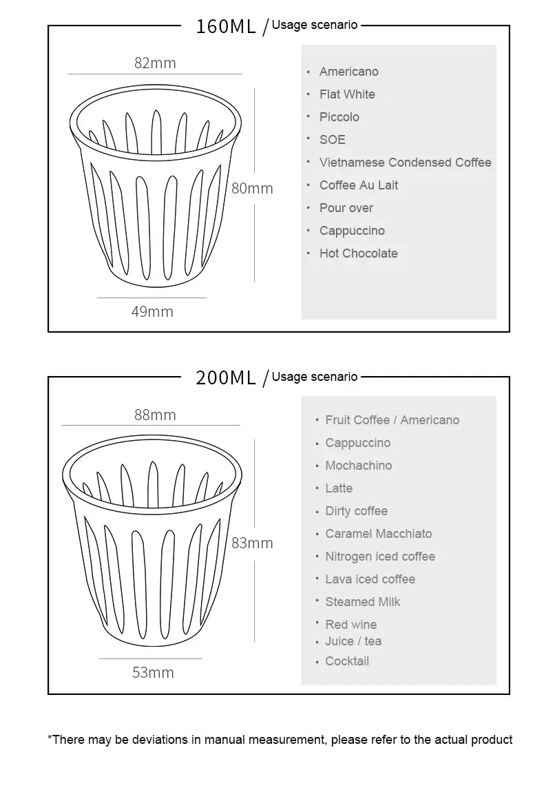 Barista Latte Cups 90ml-200ml Mug Coffee Or Tea Glass Mugs Flat White Espresso Coffee Cup Bring Classic Elegance