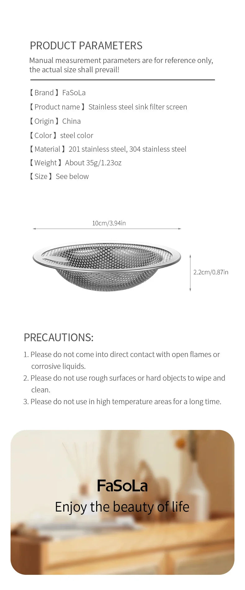 Bathroom Sink Filter Stainless Steel Filter Screen for Kitchen Sink and Dishwasher Sink Garbage Filter - Silver